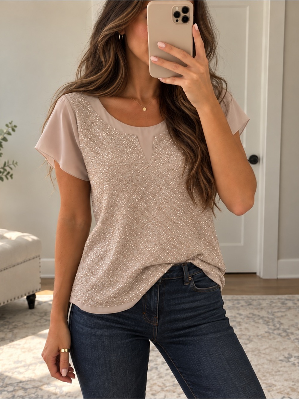 Express sheer sparkly top